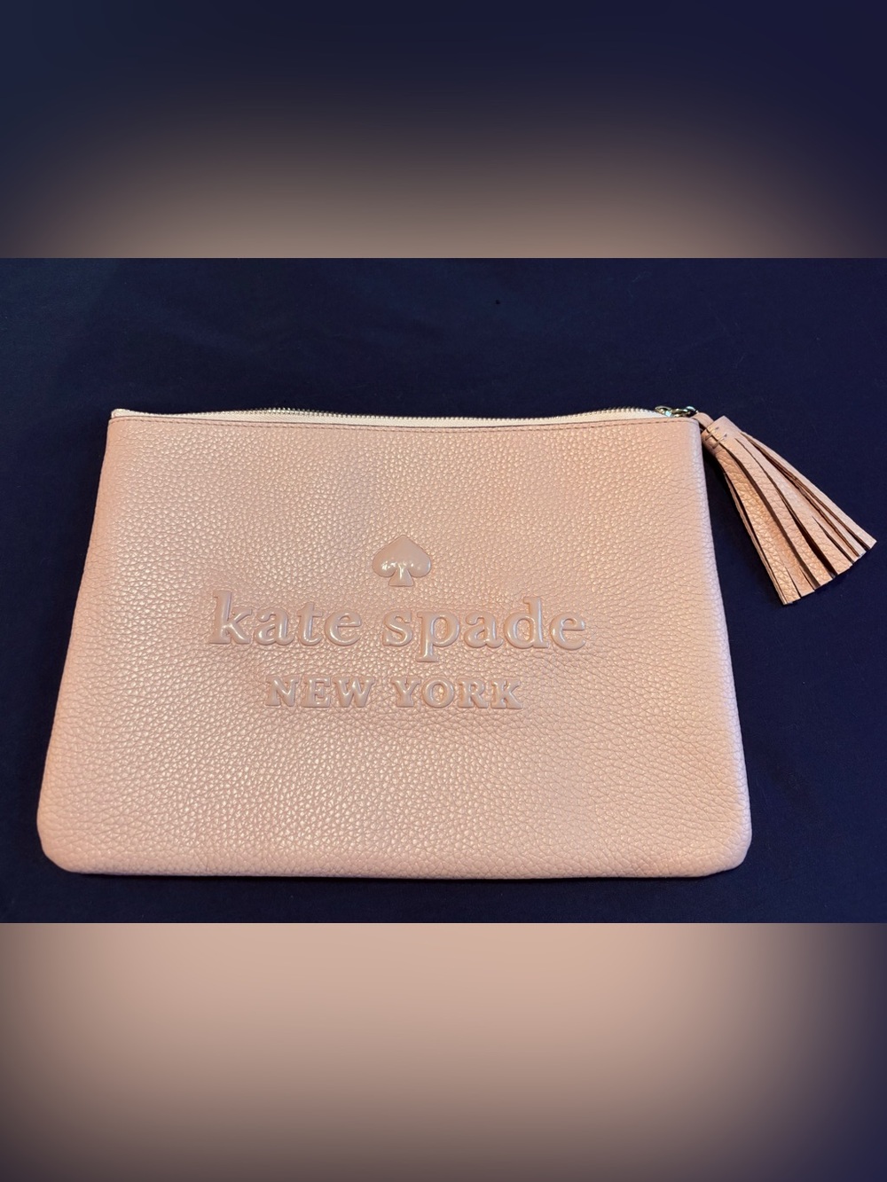 kate spade blush pink pebbled leather pouch